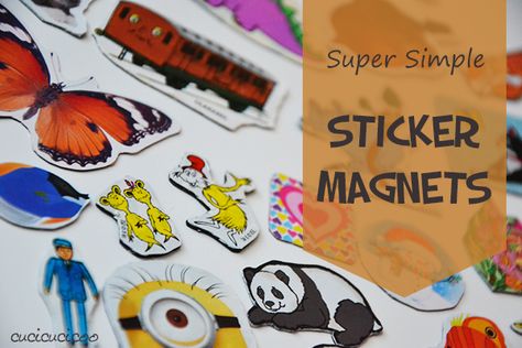 How to make super simple sticker magnets Sticker Magnets, How To Make Magnets, Diy Projects For Adults, Recycling For Kids, Diy Magnets, How To Make Stickers, Crafts For Boys, Upcycled Materials, Diy Stickers