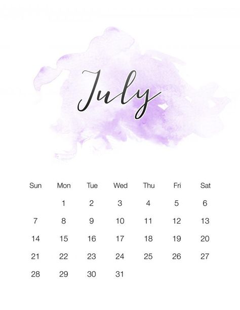 Floral Design Wallpaper, Watercolor Calendar, Kalender Design, July Calendar, Calendar 2018, Diy Calendar, School Calendar, Printable Calendar Template, Desktop Calendar