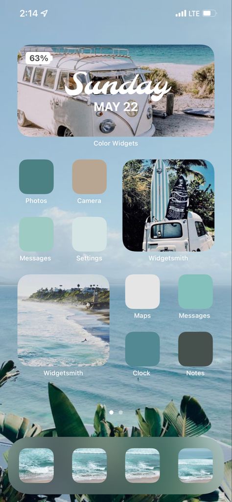 Surfer Homescreen, Beachy Ipad Homescreen, Home Screen Layout Iphone Summer Theme, Tropical Home Screen Ideas, Ios Summer Ideas, Summer Homescreen Widgets, Summer Ios Widgets, Iphone App Layout Summer, Ios 16 Homescreen Ideas Aesthetic