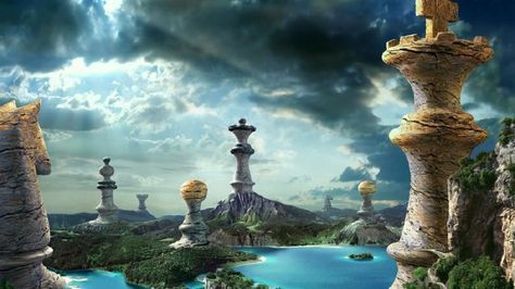 Spiel Schach Wallpaper Landscape Wallpapers, Illustration Landscape, 3d Landscape, Space Fantasy, Image 3d, Wallpaper Animes, Fantasy Places, World Pictures, Extra Large Wall Art