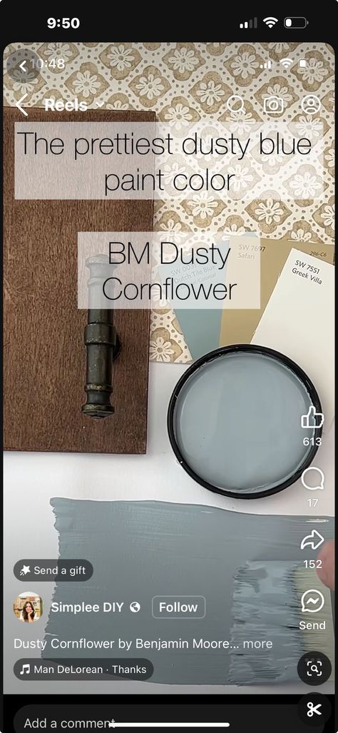 Dusty Blue Gray Paint, Sherwin Williams Dusty Blue, Dusty Blue Paint Color, Dusty Blue Paint, Coordinating Paint Colors, Dream Salon, Dutch Tiles, Blue Gray Paint, Greek Villas