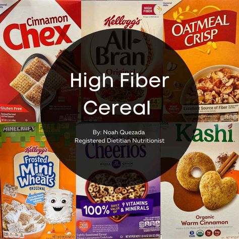 Looking for high fiber cereals, this list was created by a dietitian and walks you through 47 of the top high fiber cereal. Meal Plan High Protein, 1800 Calorie Diet, 1800 Calorie Meal Plan, Snack List, Life Cereal, High Fiber Cereal, Oatmeal Crisp, Fiber Cereal, Banana Protein Smoothie