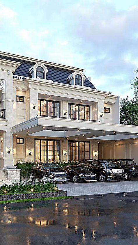 Home Styling Tips, Black Barndominium, Modern Barndominium, Luxury Houses Mansions, Interior Decorating Ideas, House Balcony Design, Classic House Exterior, Classic House Design, Building House Plans Designs