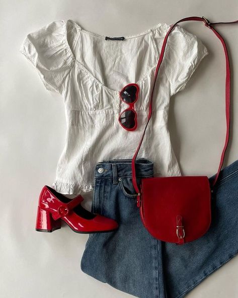 @thefashionaries Americana Outfits, Quoi Porter, Mein Style, Mode Inspo, Mode Inspiration, Red Shoes, Looks Vintage, Dream Clothes, Mode Outfits