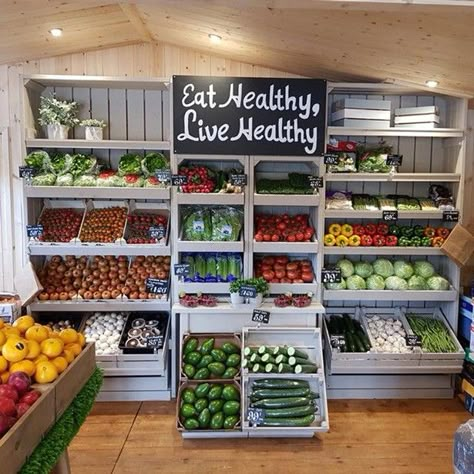 Fruit And Veg Display, Fruit And Veg Shop Design, Vegetable Store Design, Fruit Shop Design Ideas, Fruit Store Design, Vegetable Shop Design, Organic Shop Design, Mini Grocery Store Design, Organic Store Design