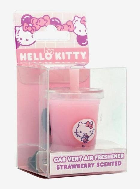 Sanrio Hello Kitty Boba Strawberry Scented Car Vent Air Freshener | BoxLunch Kawaii Car Accessories, Sanrio Things To Buy, Coquette Car Interior, Strawberry Car Accessories, Strawberry Car Decor, Cute Car Stuff, Sanrio Car Aesthetic, Pompompurin Car Accessories, Boba Strawberry