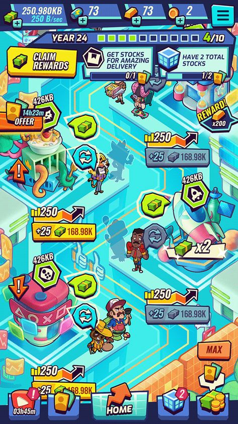 GAME ART on Idle Stonks Tycoon on Behance Ui Game Design, Character Select Screen, Mobile Game Ui, Game Over Screen, Game Background Art, Idle Game, Art Test, Indie Game Art, Game 2d