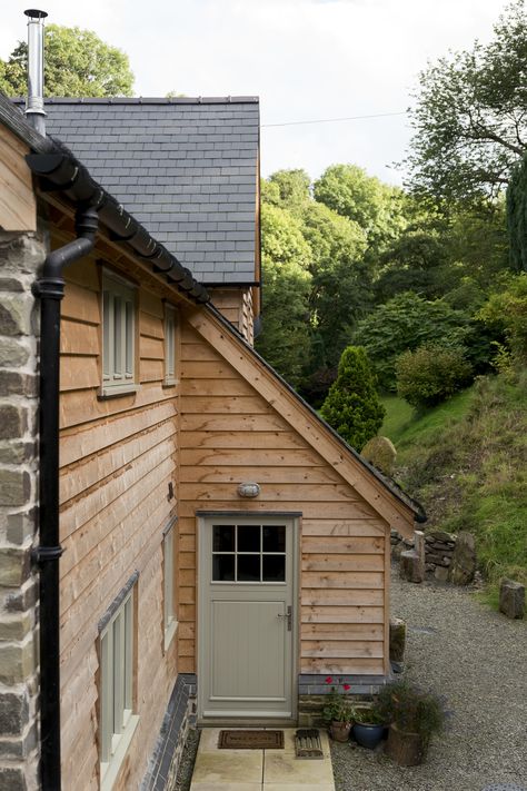 Border Oak Barn - Melin Melai 113 | Border Oak Barn Conversion Exterior, Converted Barn Homes, Oak Cladding, Border Oak, Cottage Extension, Oak Frame House, Oak Framed Buildings, Exterior House Remodel, House Cladding