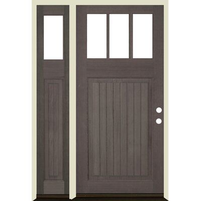 UberDoors Douglas Fir 3-LIte 1 Panel V-Grooved Front Entry Door is made with quality and beauty at every step. This classic farmhouse style is constructed with high strength Douglas Fir wood for lasting performance and comes with matching sidelight. Customize your door by selecting from our different sizes and stain options to make it your own masterpiece. Finish: Gray, Door Orientation: Left Hand Exterior Doors With Sidelights, Prehung Exterior Door, Entry Door With Sidelights, Iron Front Door, Front Door Styles, Douglas Fir Wood, Stained Doors, Wood Exterior Door, V Groove