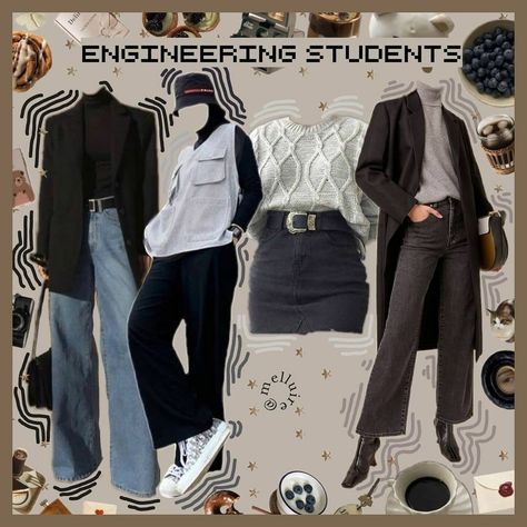 Engineering Major Outfits, College Major Aesthetic Outfit, Engineering Major Aesthetic Outfits, Software Engineer Aesthetic Outfit, College Majors As Outfits, Computer Science Major Outfits, Dark Academia Engineering, Computer Science Aesthetic Outfit, Computer Science Outfit