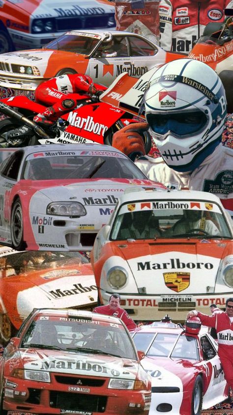 #marlbororacing #cars #vintage #racing Race Cars Wallpaper, Racing Aesthetic, Vintage Racing Poster, Tokyo Drift Cars, Akira Anime, Car Racer, Best Jdm Cars, Racing Posters, Car Wallpaper