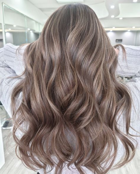 Balayage, Frosted Chestnut Hair Color, Mushroom Brown Curly Hair, Soft Summer Brunette, Mushroom Color Hair, Light Mushroom Brown Hair Color, Taupe Hair Color, Brown Hair Mushroom, Mushroom Bronde Hair Color