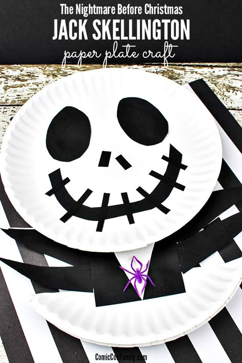 This easy Jack Skellington Craft for Kids is a must if your family loves The Nightmare Before Christmas movie! You’ll only need a few supplies, such as paper plates, construction paper, and glue. The Nightmare Before Christmas Movie, Nightmare Before Christmas Movie, Christmas Art For Kids, Christmas Comics, Christmas Paper Plates, Casa Halloween, Halloween Arts And Crafts, Halloween Preschool, Adornos Halloween