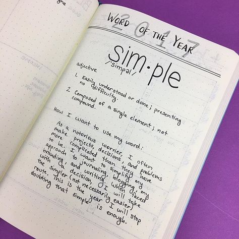 I just realized I haven't shared my Word of the Year with you guys! In the interest of getting more done this year, I'm trying to keep things simple!⠀ ⠀ #simplelife #wordoftheyear #bulletjournal #bujo #bujojunkies #journaling #productivity Journaling Productivity, Year Bullet Journal, Notebook Organizer, Bullet Journel, Word Of The Year, Bujo Ideas, Bullet Journal Ideas, Diary Ideas, Bullet Journal Writing