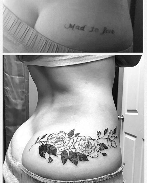 Más fotos de tatuajes en nuestro blog. #Tatuaje #Coverup #Tattoo Low Abdomen Tattoo Women, Womens Stomach Tattoo Ideas, Lower Stomach Tattoos For Women, Lace Bow Tattoos, Tattoo Perna, Cover Up Tattoos For Women, Lady Tattoo, Bum Tattoo, Stomach Tattoos Women