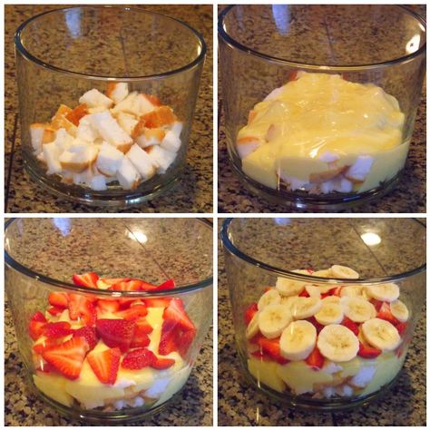 Trifle Desserts Strawberry, Strawberry Banana Trifle, Triffle Recipe, Pound Cake Trifle, Banana Trifle, Cake Trifle, Strawberry Truffle, Recipes Pictures, Strawberry Trifle