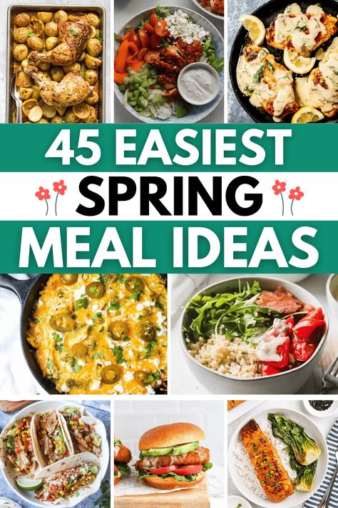 Easy spring meal ideas! These quick easy spring meals are easy dinner ideas for spring, easy spring meals dinners, healthy easy spring meals, easy spring meals families budget, easy spring dinner recipes weeknight meals, easy spring dinner recipes healthy, easy spring dinner party menu ideas, spring meals healthy easy recipes, easy spring lunch ideas, refreshing spring recipes dinner, spring meal ideas dinners, easy weeknight dinners healthy simple, easy summer dinner recipes for family. Spring Dinner Party Menu Ideas, Spring Lunch Ideas, Easy Spring Dinner Recipes, Spring Meals Healthy, Easy Spring Meals, Dinner Recipes Weeknight, Spring Meals Dinners, Spring Meal Ideas, Weeknight Dinners Healthy