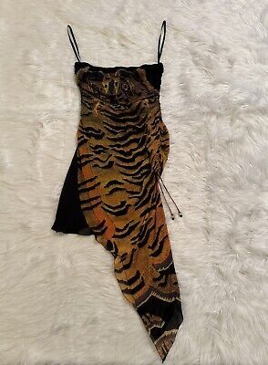 Vivienne Tam New Tiger Rug Print Dress Mesh Silk 90s Vtg Asymmetrical Size 1  | eBay Orchid Mantis Costume, Ed Hardy Aesthetic Outfits, Leo Venus Fashion, Vintage Designer Clothes, Eclectic Fashion Style Bohemian, Save The Queen Clothing, 90’s Runway, Animal Inspired Fashion, 90s Hippie Fashion