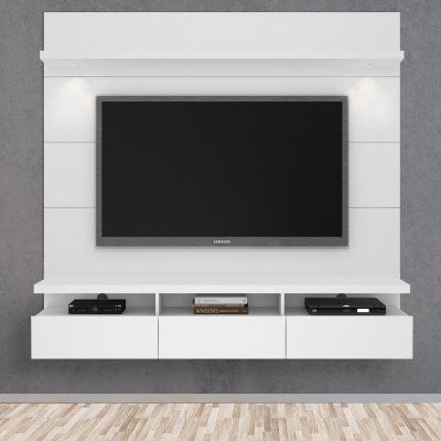 Manhattan Comfort Cabrini Theater Floating Entertainment Center - 23852 Wall Entertainment Center, Ruang Tv, White Entertainment Center, Floating Entertainment Center, Tv Table, Tv Panel, Picture Shelves, Tv Unit Design, Manhattan Comfort