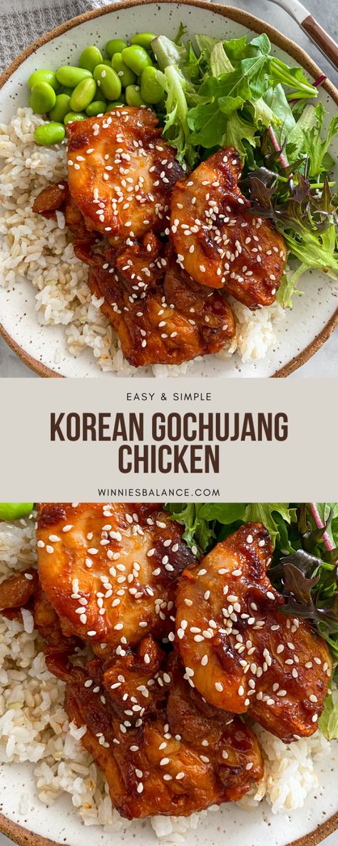 Gochujang Baked Chicken, Paleo Korean Chicken, Gojuchang Chicken Marinade, Recipes With Gojuchang, Gojuchang Recipe Chicken, Gogugang Chicken, Crockpot Korean Chicken, Korean Chicken Recipe Healthy, Gojujang Chicken