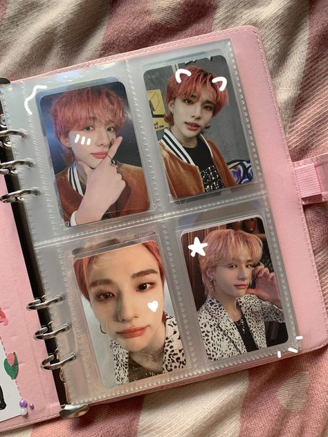 Hyunjin Binder Cover, Kpop Pc Binder, Kpop Collection Aesthetic, Binder Inspiration, Mochila Kpop, Binder Kpop, Photocard Deco, Binder Decoration, Kpop Binder