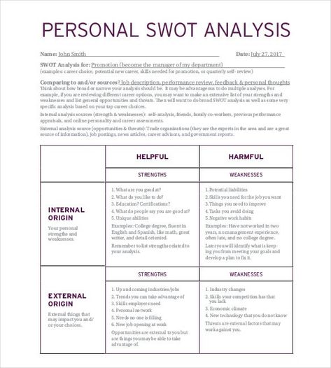 Personal SWOT Analysis Template - 22+ Examples in PDF, Word | Free & Premium Templates Personal Swot Analysis, Swot Analysis Examples, Job Analysis, Swot Analysis Template, Task Analysis, Essay Format, Leadership Management, Sample Essay, Business Studies