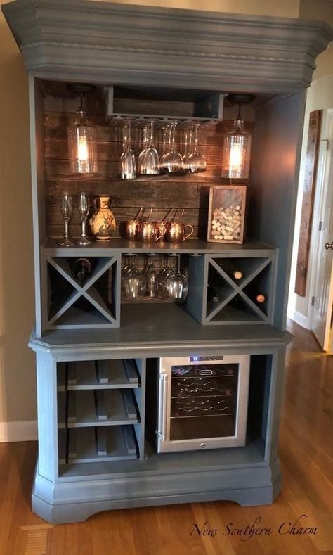 Shop the look from Briannamd44 on ShopStyle Armoire Bar, Bar In Casa, Kitchen Hutch, Smart Tiles, Rustic Bar, Home Coffee Bar, Coffee Bar Home, Wine Cabinet, Coffee Station