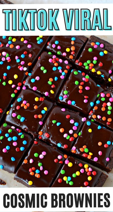 Homemade Cosmic Brownies, Sprinkle Brownies, Trending Desserts, Birthday Brownies, Cosmic Brownies, Recipe Tiktok, Brownie Frosting, Brownies Recipe Homemade, Little Debbie