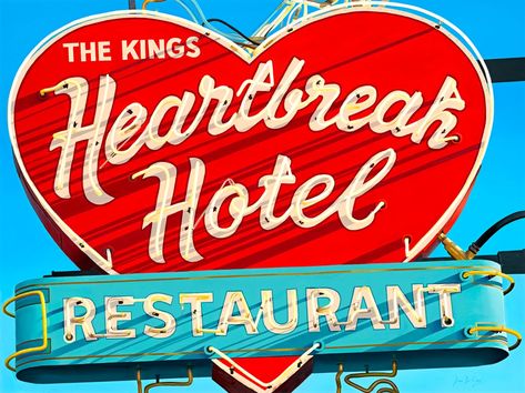 Heartbreak Hotel | Paintings I Lost Her, Virtual Art Gallery, Nashville Art, Hotel King, Heartbreak Hotel, Retro Sign, Favorite Subject, Virtual Art, Southwest Art