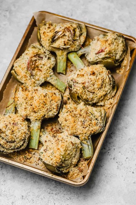 Italian Stuffed Artichokes, Stuffed Artichokes, How To Cook Artichoke, Water With Lemon, Baked Artichoke, Artichoke Recipes, Holiday Appetizer, Sun Dried Tomatoes, Seasoning Recipes