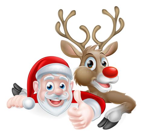 Santa and Reindeer Sign. Cartoon Santa and reindeer peeking above sign and givin #Sponsored , #Paid, #Affiliate, #Reindeer, #Cartoon, #sign, #Sign Christmas Lights Wallpaper, Cartoon Santa, Christmas Decoupage, Santa Claus Reindeer, Christmas Cartoons, Banner Printing, Santa And Reindeer, Art And Illustration, Christmas Illustration