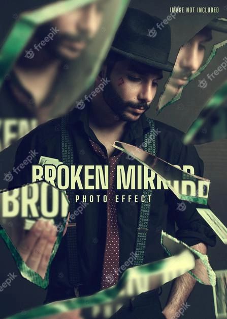 Mirror Graphic Design, Shattered Glass Movie, Mirror Poster, Glass Photoshop, Movie Poster Photoshop, Typography Ads, Effect Template, 50% Logo, Broken Mirror