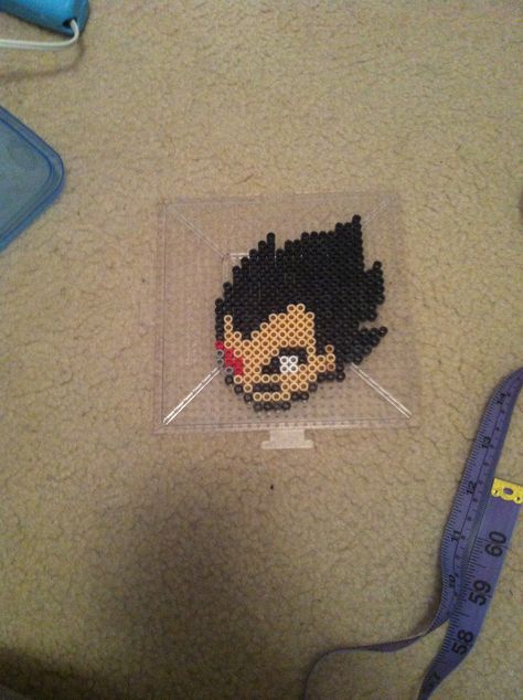 Vegeta's head from Dragonball Z. $5. Vegeta Perler Beads, Star Wars Quilt, Geeky Cross Stitch, Hama Mini, Dragon Z, 3d Dragon, Melty Bead Patterns, Rave Babe, Perler Ideas