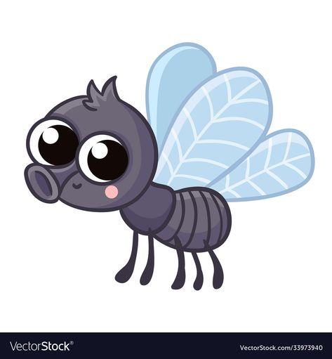 A Fly Drawing, Flies Illustration, Fly Cartoon, Fly Illustration, Insect Cartoon, Cute Insects, Bug Cartoon, Bugs Drawing, Insect Clipart