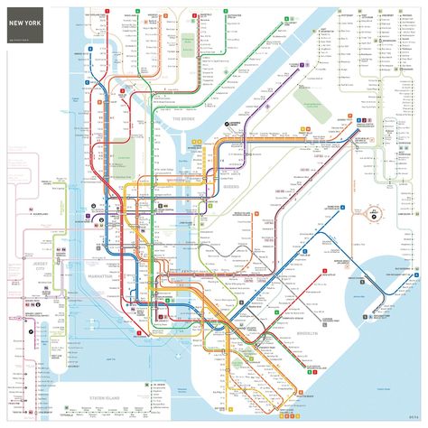 A reimagined NYC subway map, now with a more accurate Brooklyn. French designer Jug Cerovic presents a cleaned-up New York City subway map Subway Map Art, Nyc Subway Map, Transit Map, New York City Subway, Metro Subway, Poster Graphics, Metro Map, Urban Design Plan, New York City Map