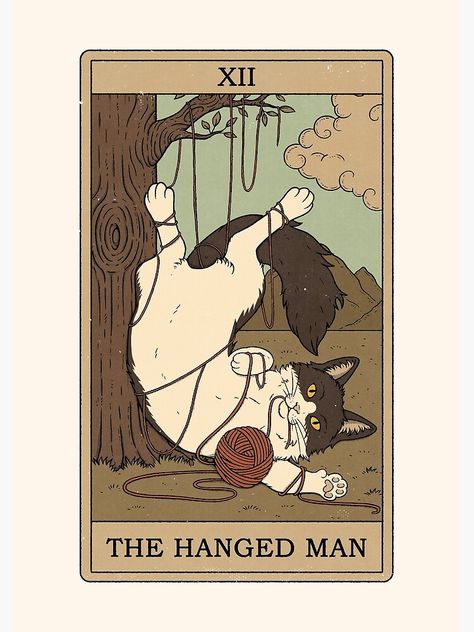 Hanged Man Tarot, Hanged Man, The Hanged Man, Tarot Cards Art, Albus Dumbledore, Tarot Art, Club Bar, Cat Posters, Cat Cards