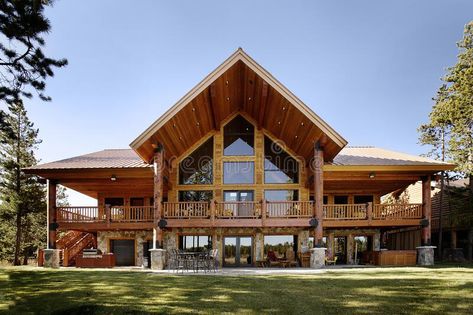 Modern Log Home, Modern Log Cabin, Modern Log Cabins, Mediterranean Mansion, Prairie House, Lake House Plans, American Architecture, Log Cabin Homes, Log Home