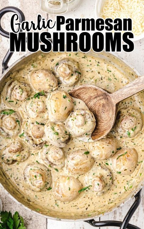 Garlic Mushroom Recipes, Buttered Mushroom Recipe, Mushroom Parmesan, Creamed Mushrooms Recipes, Mushroom Recipes Creamy, Recipes To Use Up Mushrooms, Supper Ideas With Mushrooms, Mushroom Garlic Parmesan, Mushroom Cheese Sauce