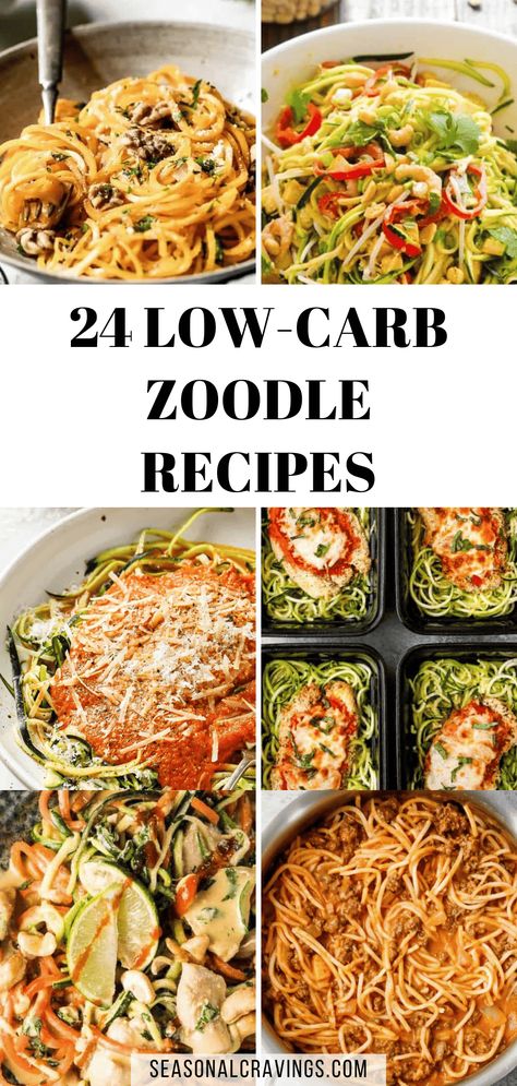 Zucchini Spaghetti Recipe, Healthy Noodle Recipes, Low Carb Pasta Recipes, Low Carb Noodles, Zucchini Noodle Recipes, Diet Dinner Recipes, Low Carb Low Fat Recipes, Zoodle Recipes, Veggie Noodles