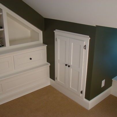 Dress up attic access door Attic Access Door, Attic Door, Space Door, Attic Wardrobe, Attic Renovation Ideas, Traditional Family Room, Attic Doors, Finished Attic, Attic Closet