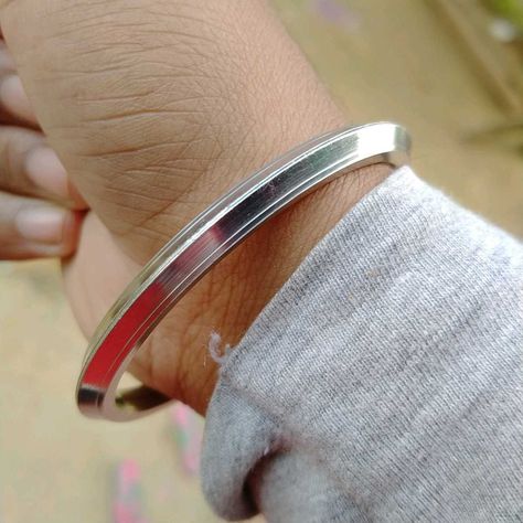 Sterling silver strand kada for man Silver Bangle Bracelets For Men, Kada Mens Silver, Gents Silver Kada, Silver Kadiyam For Men, Silver Bangles For Men, Silver Kada For Men Punjabi, Boys Bracelets Silver, Kada Designs Silver For Men, Chandi Kada For Men