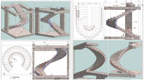 Various Forms Of Curved Stairs And How To Build It? - Engineering Discoveries Spiral Staircase Plan, Circular Staircase, Curved Stairs, Stair Design Architecture, Spiral Stairs Design, Stair Plan, Types Of Stairs, Spiral Staircases, Concrete Stairs