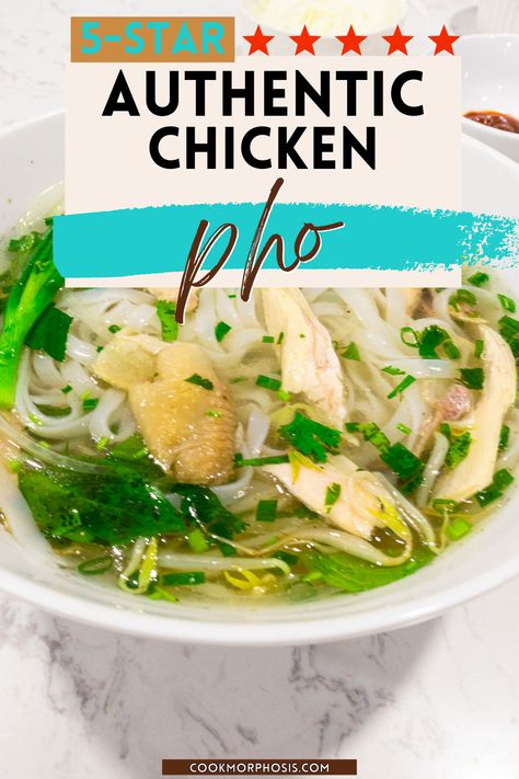 Authentic Chicken Pho, Pho Soup Recipe Easy, Pho Ga Recipe, Vietnamese Chicken Pho, Chicken Pho Soup, Pho Soup Recipe, Pho Ga, Seafood Soups, Asian Soup Recipes