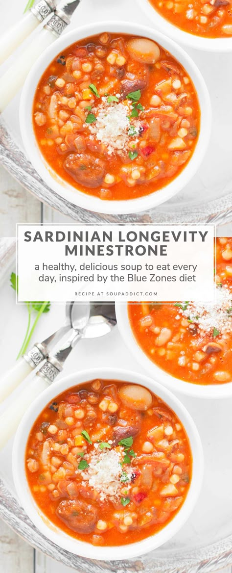 Blue Zone Diet, Zone Diet Recipes, Beans And Vegetables, Blue Zones Diet, Blue Zones Recipes, Longevity Recipes, Endo Diet, Zone Recipes, Minestrone Soup Recipe