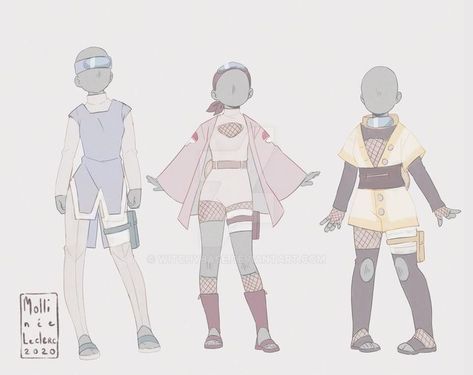 Outfits Drawing Reference, Art Outfits Drawing, Outfits Adoptable, Naruto Oc Outfit, Naruto Outfits, Kunoichi Outfit, Outfits Drawing, Naruto Clothing, Ninja Outfit