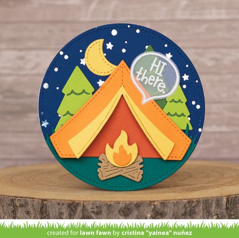 Fawny Summer Week - Bonus Day + Giveaway Winners! - Lawn Fawn Camping Cards, Lawn Fawn Blog, Lawn Fawn Stamps, Lawn Fawn Cards, Masculine Birthday Cards, Camping Birthday, Giveaway Winner, Camping Crafts, Lawn Fawn