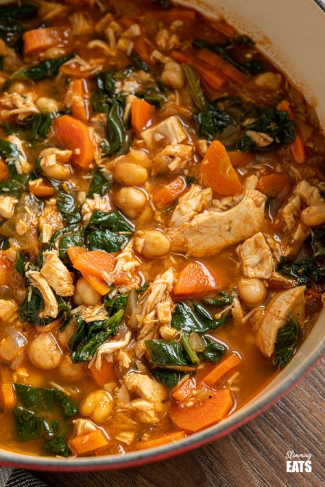 Ground Turkey And Spinach, Protein Soup Recipes, Chickpea Spinach, Chicken Chickpea, Chickpea Soup, Spinach Soup, Chickpea Recipes, Crock Pot Soup, Pureed Food Recipes