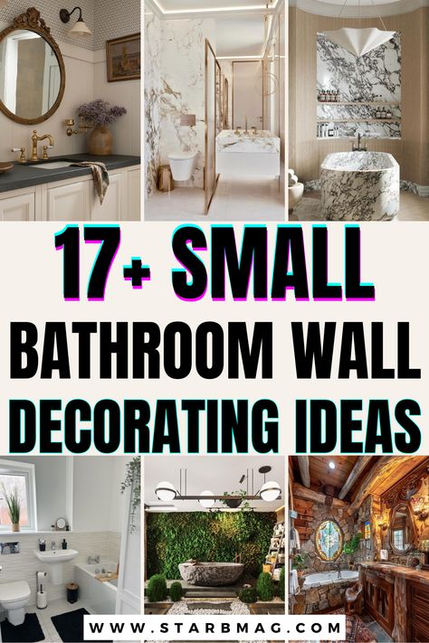 Get inspired to start your decorating journey with these small bathroom wall decorating ideas to deck out your space. These small bathroom wall decorating ideas are all about making a big statement in a small room. Half Bath Wall Art Ideas, Decorations For Small Bathroom, Decorate My Bathroom Ideas, Small Full Bathroom Ideas Minimalist, Diy Bathroom Decor Ideas Wall Art, How To Decorate A Small Bathroom, Decorating Bathroom Walls, Small Outdoor Bathroom, Half Bath Wall Decor