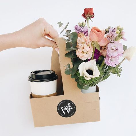 Coffee And Flowers To Go, Coffee And Flowers Gift, Coffee Bouquet, Coffee With Flowers, Cup With Flowers, Flowers And Coffee, Coffee And Flowers, Flower Shop Decor, Homemade Gift Baskets