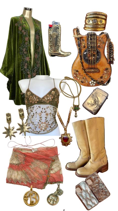 Art Nouveau Aesthetic Outfit, Art Nouveau Outfit, Dazed And Confused Outfits, Lantern Festival Outfit, Winter Bohemian Outfits, Hippie Outfit Ideas, Boho Outfit Ideas, Earthy Boho Outfits, Bohemian Outfits